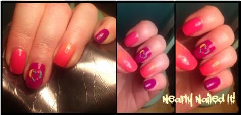 Essie: Tart Deco; Cool Cos: #25 Hollywood Cerise; Cool Cos: #005 Red Violet; and Maybelline: Fuchsia 