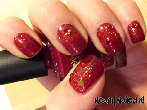 Max Factor Glossfinity: Burgundy Crush; Depend Rough Sparkle Collection: Poppy.