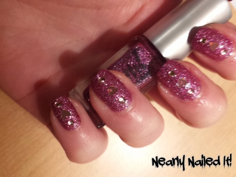 Depend Rough Sparkle Collection: Primrose, and some rhinestones and glitter hearts.